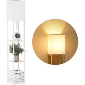 imageSUNMORY Floor Lamp with Shelves Modern Square Shelf Lamps Display Shelf Standing Lamp with 3 Color Temperature Bulb Corner Bookshelf Lamps for Living Room and Bedroom Office Home DecorWhite