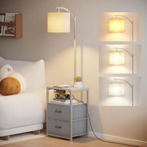 imageSUNMORY Floor Lamp with Table ampamp 2 Drawers Lamp with USB Port and Outlet Lamps for Nightstand with 3 Color Temperature Led Bulb Included Floor Lamps for Living Room Bedroom and Home Office BlackGray