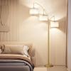 imageSUNMORY 3 Lights Floor Lamp for Living Room 78quot Tall Standing Lamp with Hanging Drum Shade Modern Arc Floor Lamps with Heavy Base Mid Century Arched Tree Floor Lamp for Bedroom Office CornerGold Rotary Switch