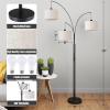 imageSUNMORY 3 Lights Floor Lamp for Living Room 78quot Tall Standing Lamp with Hanging Drum Shade Modern Arc Floor Lamps with Heavy Base Mid Century Arched Tree Floor Lamp for Bedroom Office CornerBlack Remote Control