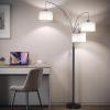 imageSUNMORY 3 Lights Floor Lamp for Living Room 78quot Tall Standing Lamp with Hanging Drum Shade Modern Arc Floor Lamps with Heavy Base Mid Century Arched Tree Floor Lamp for Bedroom Office CornerBlack Remote Control