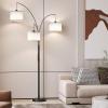 imageSUNMORY 3 Lights Floor Lamp for Living Room 78quot Tall Standing Lamp with Hanging Drum Shade Modern Arc Floor Lamps with Heavy Base Mid Century Arched Tree Floor Lamp for Bedroom Office CornerBlack Remote Control