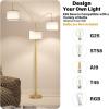 imageSUNMORY 3 Lights Floor Lamp for Living Room 78quot Tall Standing Lamp with Hanging Drum Shade Modern Arc Floor Lamps with Heavy Base Mid Century Arched Tree Floor Lamp for Bedroom Office CornerGold Rotary Switch