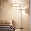 imageSUNMORY 3 Lights Floor Lamp for Living Room 78quot Tall Standing Lamp with Hanging Drum Shade Modern Arc Floor Lamps with Heavy Base Mid Century Arched Tree Floor Lamp for Bedroom Office CornerBlack Remote Control
