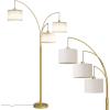 imageSUNMORY 3 Lights Floor Lamp for Living Room 78quot Tall Standing Lamp with Hanging Drum Shade Modern Arc Floor Lamps with Heavy Base Mid Century Arched Tree Floor Lamp for Bedroom Office CornerGold Rotary Switch