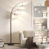imageSUNMORY 3 Lights Floor Lamp for Living Room 78quot Tall Standing Lamp with Hanging Drum Shade Modern Arc Floor Lamps with Heavy Base Mid Century Arched Tree Floor Lamp for Bedroom Office CornerBlack Rotary Switch