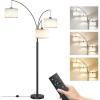 imageSUNMORY 3 Lights Floor Lamp for Living Room 78quot Tall Standing Lamp with Hanging Drum Shade Modern Arc Floor Lamps with Heavy Base Mid Century Arched Tree Floor Lamp for Bedroom Office CornerBlack Remote Control