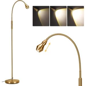 imageSUNMORY Adjustable LED Beam Floor Lamps for Living Room Reading Lamp with Flexible Gooseneck Dimmable Zoomable Spotlight Work Light Touch Control Task Crafting Standing Lamp for Office BedroomGold