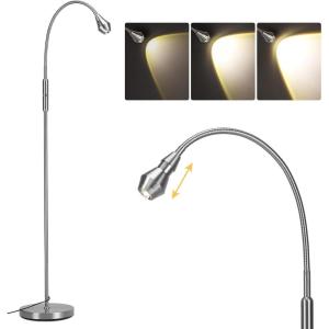 imageSUNMORY Adjustable LED Beam Floor Lamps for Living Room Reading Lamp with Flexible Gooseneck Dimmable Zoomable Spotlight Work Light Touch Control Task Crafting Standing Lamp for Office BedroomNickel
