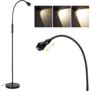 imageSUNMORY Adjustable LED Beam Floor Lamps for Living Room Reading Lamp with Flexible Gooseneck Dimmable Zoomable Spotlight Work Light Touch Control Task Crafting Standing Lamp for Office BedroomBlack