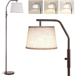 imageSUNMORY Floor Lamps for Living Room 9W Bulb Included Tall Lamp for Bedroom with Adjustable Head Modern Standing Lamp 0100 Dimmable Arc Floor Lamp for Dining Room Office Nursery BlackBrown