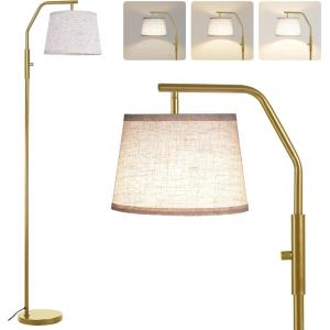 imageSUNMORY Floor Lamps for Living Room 9W Bulb Included Tall Lamp for Bedroom with Adjustable Head Modern Standing Lamp 0100 Dimmable Arc Floor Lamp for Dining Room Office Nursery BlackGold