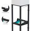 imageSUNMORY Floor Lamp with ShelvesModern Dimmable Solid Wood Standing Lamp with 1 Drawer and 2 USB Ports ampamp 2 Power OutletCorner Tall Bookshelf Lamp for Living Room and BedroomGreyBlackwith remote control  without drawer