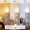 imageSUNMORY Floor Lamp with ShelvesModern Dimmable Solid Wood Standing Lamp with 1 Drawer and 2 USB Ports ampamp 2 Power OutletCorner Tall Bookshelf Lamp for Living Room and BedroomGreyGrey