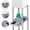 imageSUNMORY Floor Lamp with ShelvesModern Dimmable Solid Wood Standing Lamp with 1 Drawer and 2 USB Ports ampamp 2 Power OutletCorner Tall Bookshelf Lamp for Living Room and BedroomGreyGrey