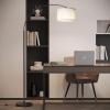 imageSUNMORY Arc Floor Lamp with 3 Color Temperature Modern Floor Lamp with 9w A19 LED Bulb 75 Height Tall Lamp for Living Room with Hanging Drum Shade ampamp Weighted Base Arched Standing Lamp for BedroomBlack Without Remote