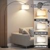 imageSUNMORY Arc Floor Lamp with 3 Color Temperature Modern Floor Lamp with 9w A19 LED Bulb 75 Height Tall Lamp for Living Room with Hanging Drum Shade ampamp Weighted Base Arched Standing Lamp for BedroomBlack Without Remote