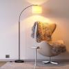 imageSUNMORY Arc Floor Lamp with 3 Color Temperature Modern Floor Lamp with 9w A19 LED Bulb 75 Height Tall Lamp for Living Room with Hanging Drum Shade ampamp Weighted Base Arched Standing Lamp for BedroomBlack Without Remote
