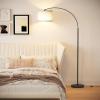 imageSUNMORY Arc Floor Lamp with 3 Color Temperature Modern Floor Lamp with 9w A19 LED Bulb 75 Height Tall Lamp for Living Room with Hanging Drum Shade ampamp Weighted Base Arched Standing Lamp for BedroomBlack Without Remote