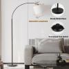 imageSUNMORY Arc Floor Lamp with 3 Color Temperature Modern Floor Lamp with 9w A19 LED Bulb 75 Height Tall Lamp for Living Room with Hanging Drum Shade ampamp Weighted Base Arched Standing Lamp for BedroomBlack Without Remote