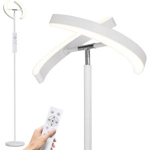 imageSUNMORY Floor Lamps for Living Room 28W Bright LED Floor Lamp with 2 Rotatable Lights ampamp Remote Control 74quot Tall Standing Lamp with Stepless Dimmable Modern Reading Corner Lamp for Bedroom OfficeWhite