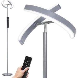 imageSUNMORY Floor Lamps for Living Room 28W Bright LED Floor Lamp with 2 Rotatable Lights ampamp Remote Control 74quot Tall Standing Lamp with Stepless Dimmable Modern Reading Corner Lamp for Bedroom OfficeGray