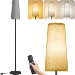 imageSUNMORY Floor Lamps for Living RoomBedroomOffice Standing Lamp with LED Bulb 3 Color Temperature Tall Lamp Suitable for ModernBohoFarmhouse and Other Home Decor Styles Black Floor LampGray Lampshadewith Remote