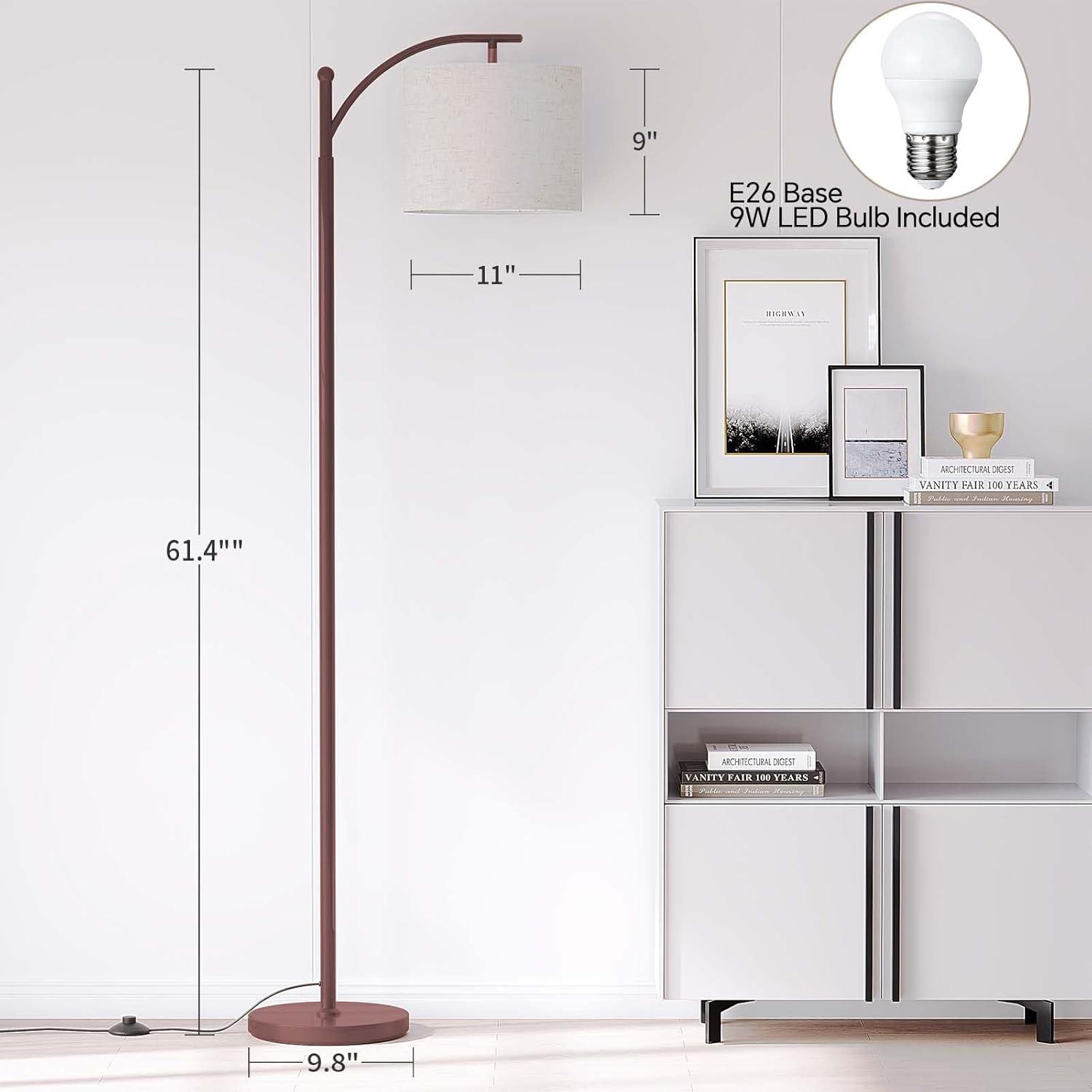 imageSUNMORY Arc Floor Lamp Modern Floor Lamp with Romote Control and Stepless Dimmable Bulb Metal Standing Lamps with Hanging Lampshade for Living Room Bedroom Office GoldBrown