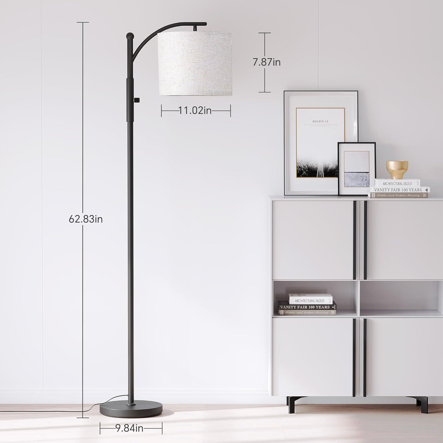 imageSUNMORY Arc Floor Lamp Modern Floor Lamp with Romote Control and Stepless Dimmable Bulb Metal Standing Lamps with Hanging Lampshade for Living Room Bedroom Office GoldBlack with rotary knob