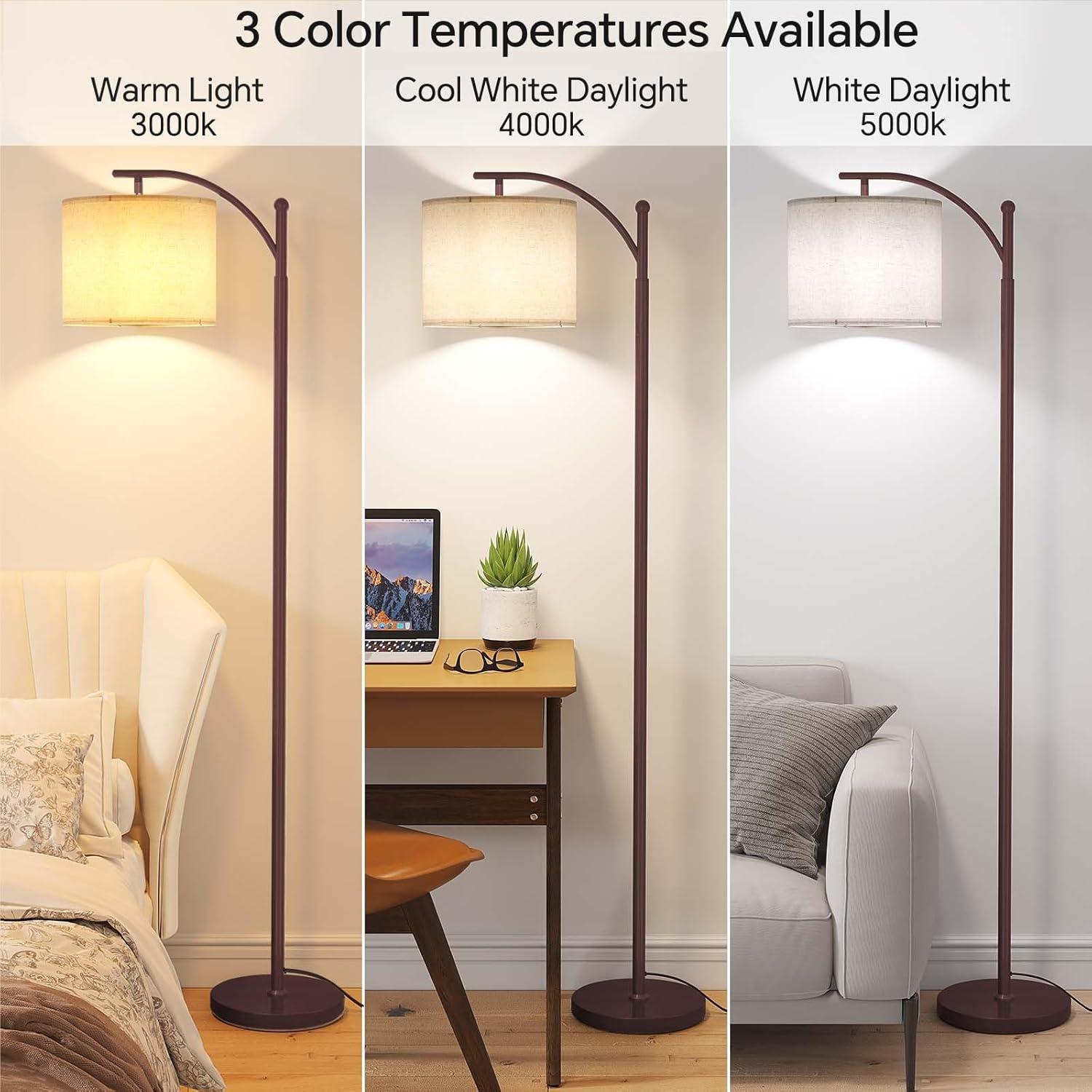 imageSUNMORY Arc Floor Lamp Modern Floor Lamp with Romote Control and Stepless Dimmable Bulb Metal Standing Lamps with Hanging Lampshade for Living Room Bedroom Office GoldBrown