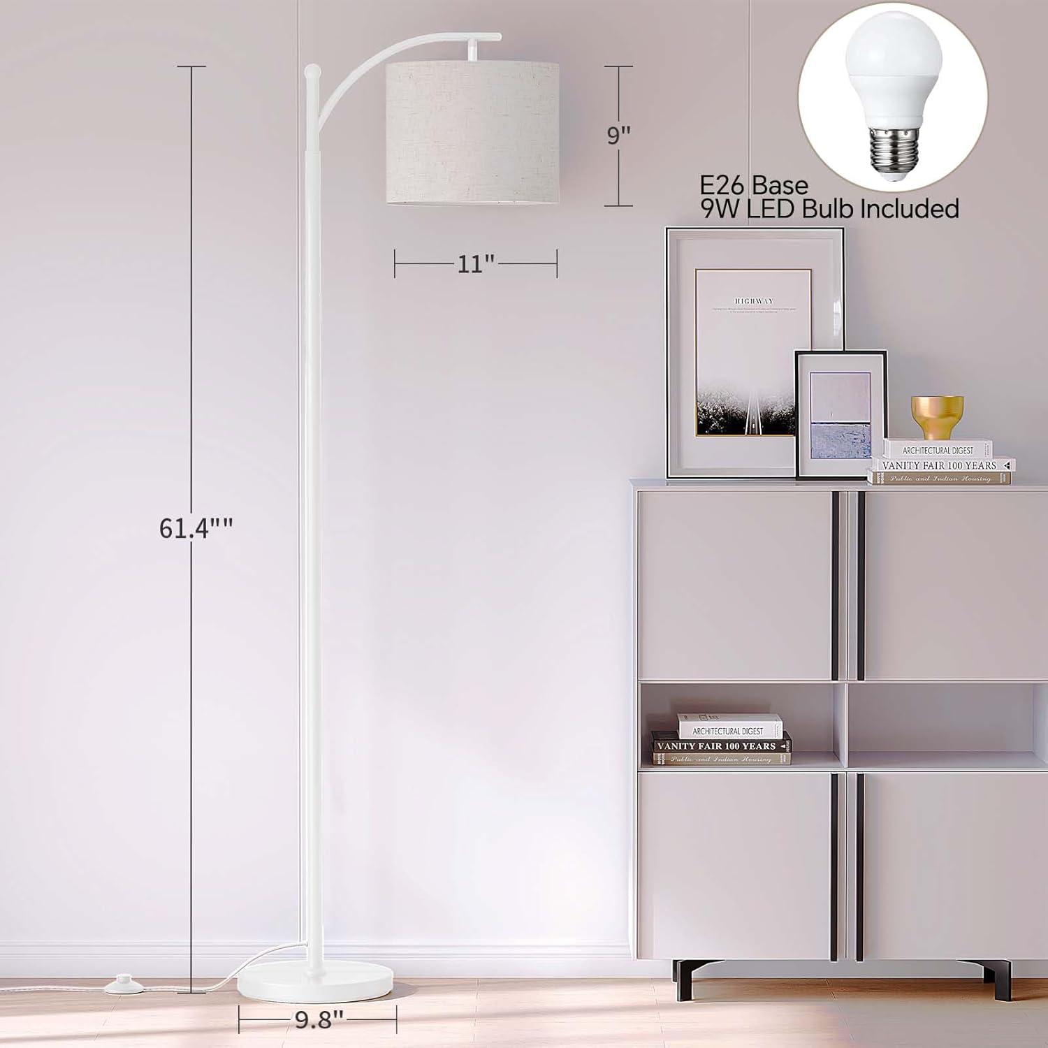 imageSUNMORY Arc Floor Lamp Modern Floor Lamp with Romote Control and Stepless Dimmable Bulb Metal Standing Lamps with Hanging Lampshade for Living Room Bedroom Office GoldWhite