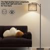 imageSUNMORY Arc Floor Lamp Modern Floor Lamp with Romote Control and Stepless Dimmable Bulb Metal Standing Lamps with Hanging Lampshade for Living Room Bedroom Office GoldBlack 12W with black lampshade