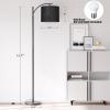imageSUNMORY Arc Floor Lamp Modern Floor Lamp with Romote Control and Stepless Dimmable Bulb Metal Standing Lamps with Hanging Lampshade for Living Room Bedroom Office GoldBlack 12W with black lampshade