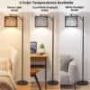 imageSUNMORY Arc Floor Lamp Modern Floor Lamp with Romote Control and Stepless Dimmable Bulb Metal Standing Lamps with Hanging Lampshade for Living Room Bedroom Office GoldBlack 12W with black lampshade