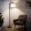 imageSUNMORY Arc Floor Lamp Modern Floor Lamp with Romote Control and Stepless Dimmable Bulb Metal Standing Lamps with Hanging Lampshade for Living Room Bedroom Office GoldBlack with rotary knob