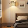 imageSUNMORY Arc Floor Lamp Modern Floor Lamp with Romote Control and Stepless Dimmable Bulb Metal Standing Lamps with Hanging Lampshade for Living Room Bedroom Office GoldBlack 12W with black lampshade