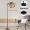 imageSUNMORY Arc Floor Lamp Modern Floor Lamp with Romote Control and Stepless Dimmable Bulb Metal Standing Lamps with Hanging Lampshade for Living Room Bedroom Office GoldBlack 12W with black lampshade
