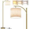 imageSUNMORY Arc Floor Lamp Modern Floor Lamp with Romote Control and Stepless Dimmable Bulb Metal Standing Lamps with Hanging Lampshade for Living Room Bedroom Office GoldGold Without Remote