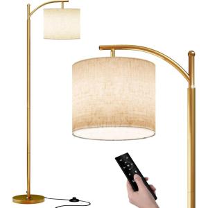 imageSUNMORY Arc Floor Lamp Modern Floor Lamp with Romote Control and Stepless Dimmable Bulb Metal Standing Lamps with Hanging Lampshade for Living Room Bedroom Office GoldGold
