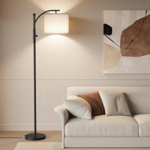 imageSUNMORY Arc Floor Lamp Modern Floor Lamp with Romote Control and Stepless Dimmable Bulb Metal Standing Lamps with Hanging Lampshade for Living Room Bedroom Office GoldBlack with rotary knob