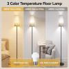 imageSUNMORY RGB Floor Lamps for Living Room Smart APP Remote Control Standing Lamp with RGB Bulb Dimmable Floor Lamp for Bedroom Office 61 Tall Lamp Suitable for ModernBohoFarmhouse Decor StylesBeige Lampshade 12W