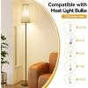 imageSUNMORY RGB Floor Lamps for Living Room Smart APP Remote Control Standing Lamp with RGB Bulb Dimmable Floor Lamp for Bedroom Office 61 Tall Lamp Suitable for ModernBohoFarmhouse Decor StylesGray Lampshadewith Remote