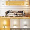 imageSUNMORY RGB Floor Lamps for Living Room Smart APP Remote Control Standing Lamp with RGB Bulb Dimmable Floor Lamp for Bedroom Office 61 Tall Lamp Suitable for ModernBohoFarmhouse Decor StylesGray Lampshadewith Remote