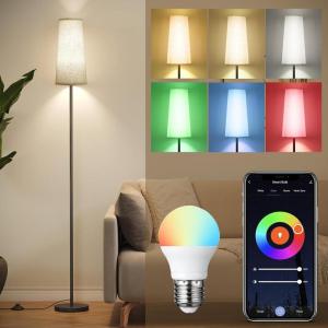 imageSUNMORY RGB Floor Lamps for Living Room Smart APP Remote Control Standing Lamp with RGB Bulb Dimmable Floor Lamp for Bedroom Office 61 Tall Lamp Suitable for ModernBohoFarmhouse Decor StylesBlackRGB