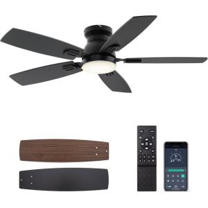 image:imageSUNMORY 42 Ceiling Fans with Lights and RemoteAPP Control Low Profile Ceiling Fan with Light Reversible Quiet 6 Speeds Stepless Dimmable Flush Mount Ceiling fan for Bedroom IndoorOutdoor UseBlack2